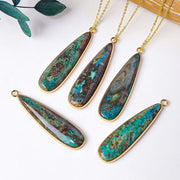Foviel Natural Stone Sea Sediment Jasper Agate Teardrop Shape Protection Necklace Pendant
