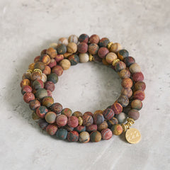 Buddha Stones 222 Angel Number 108 Mala Beads Picasso Jasper Stone Energy Mala - 222 - image 0