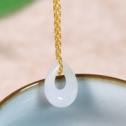 Foviel Water Droplet White Jade Luck Necklace Pendant