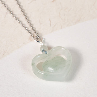Buddha Stones Hollow Love Heart Jade Abundance Necklace Pendant - image 9