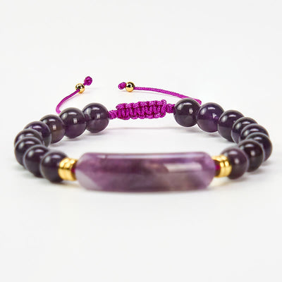 Buddha Stones Amethyst Green Aventurine Tiger Eye Strawberry Quartz Positive Transformation Bracelet - image 12