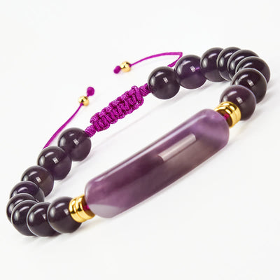 Buddha Stones Amethyst Green Aventurine Tiger Eye Strawberry Quartz Positive Transformation Bracelet - Amethyst(Wrist Circumference 14-18cm) - image 9