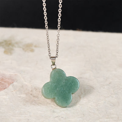 Buddha Stones Various Crystal Green Aventurine Black Obsidian Tiger Eye Plum Blossom Luck Necklace Pendant - image 1
