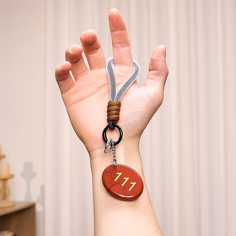 Buddha Stones "Embrace New Beginnings" 111 Angel Number Natural Red Jasper Key Chain Hanging Decoration Includes Gift Message Card - image 6
