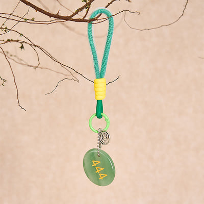 Buddha Stones "Wishing Protection and Stability" 444 Angel Number Natural Green Aventurine Key Chain Hanging Decoration Includes Gift Message Card - image 5