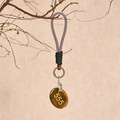 Buddha Stones "Wishing Positive Change and Freedom" 555 Angel Number Natural Tiger Eye Key Chain Hanging Decoration Includes Gift Message Card - image 5