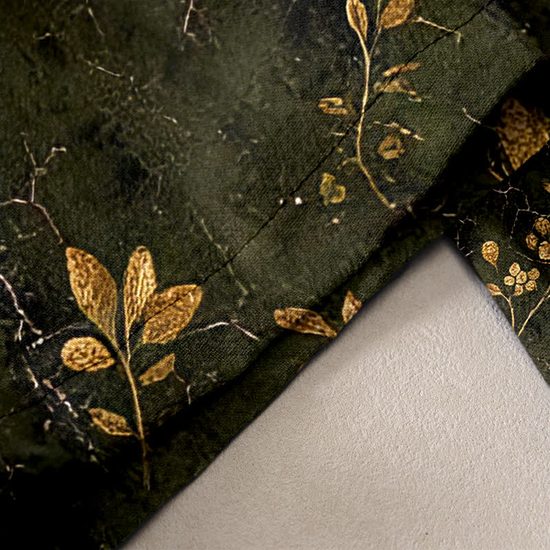 Buddha Stones Pure Cotton Gold Butterfly Floral Pattern Women's Elastic Waist Pants With Pockets - image 2
