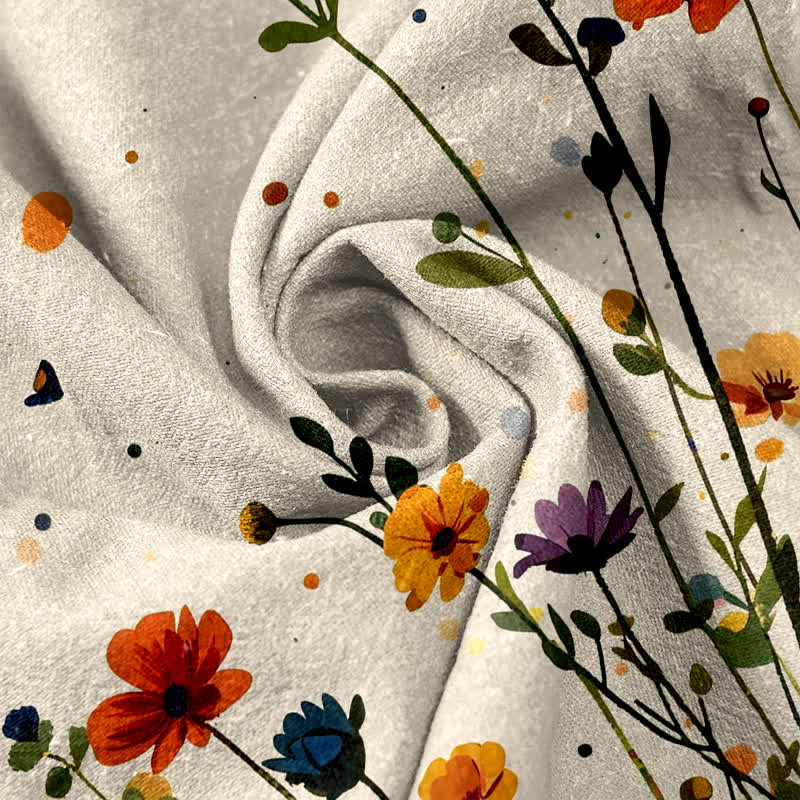 Buddha Stones Pure Cotton Bohemian Floral Butterfly Pattern Women's Elastic Waist Pants With Pockets - image 2