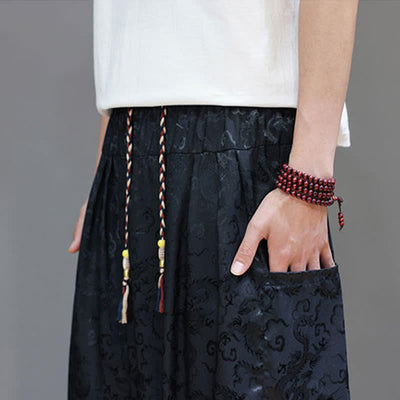 Buddha Stones Summer Drawstring Cloud Pattern Solid Elastic Waist Men's Harem Pants With Pockets - image 9