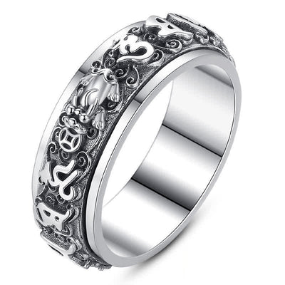 Buddha Stones Pixiu Om Mani Padme Hum Copper Rotatable Ring - image 10