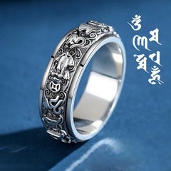 Buddha Stones Pixiu Om Mani Padme Hum Copper Rotatable Ring - 21.6mm - image 0