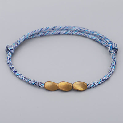 Buddha Stones Multiple Colors String Golden Copper Beads Balance Bracelet - Sky Blue - image 6