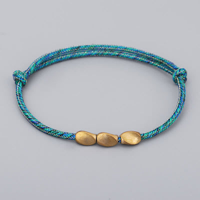 Buddha Stones Multiple Colors String Golden Copper Beads Balance Bracelet - Green - image 9