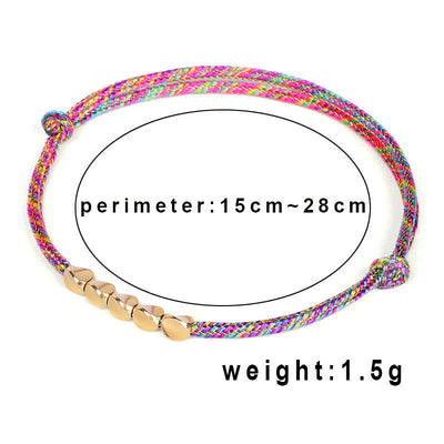 Buddha Stones Rainbow Multicolor Braided String Golden Copper Beads Luck Bracelet - image 7