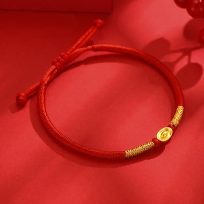 Buddha Stones Yuanbao Red String Braided Luck Bracelet - image 2