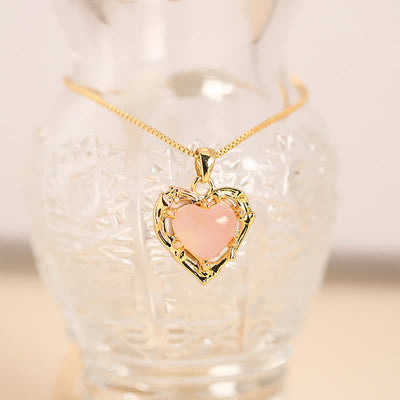 Buddha Stones Natural Amethyst Crystal Inlay Heart Shape Balance Necklace - Natural Rose Quartz(Color May Vary) - image 14