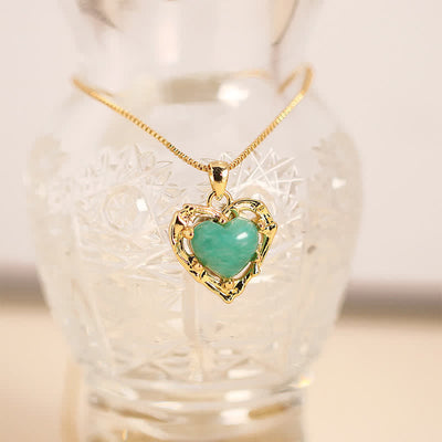 Buddha Stones Natural Amethyst Crystal Inlay Heart Shape Balance Necklace - Natural Amazonite(Color May Vary) - image 3