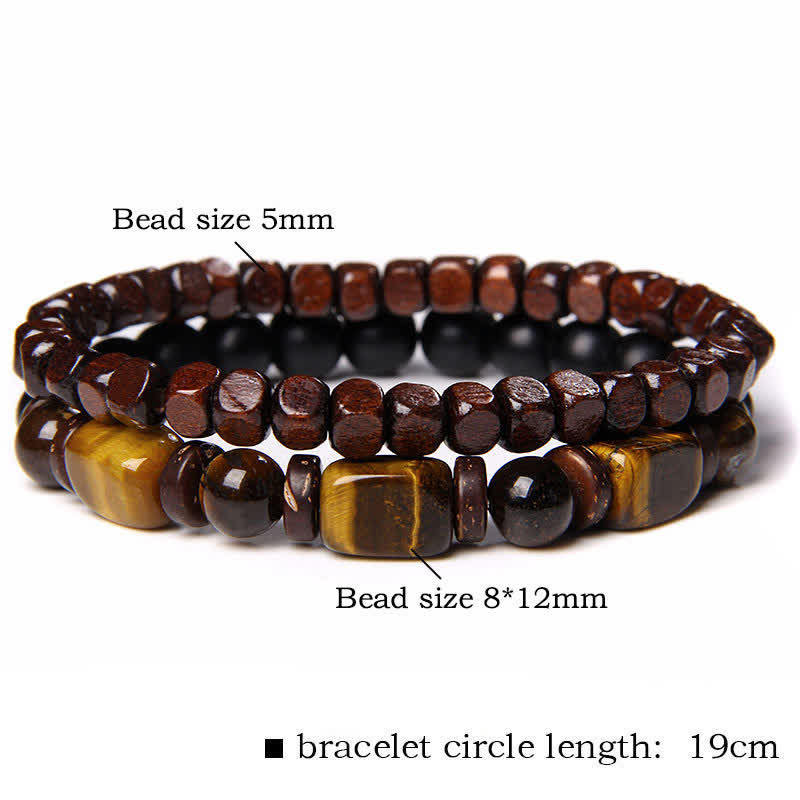 FREE Today: Strength and Support 2Pcs Tiger Eye Hematite Square Double Wrap Beaded Bracelet - 2Pcs Square Wood Tiger Eye(Wrist Circumference:16–17 cm) - image 1