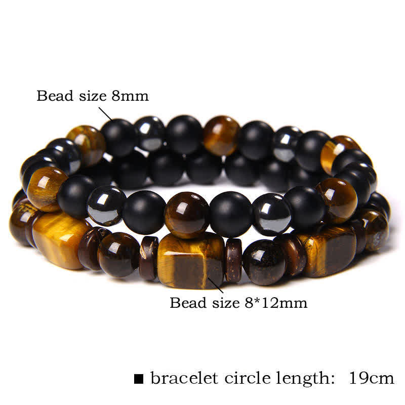 FREE Today: Strength and Support 2Pcs Tiger Eye Hematite Square Double Wrap Beaded Bracelet - 2Pcs Tiger Eye Hematite Black Glass(Wrist Circumference:16–17 cm) - image 2