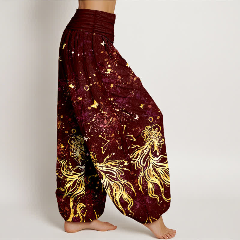 Buddha Stones Pure Cotton Celestial Galaxy Butterfly Pattern Women's Elastic Waist Harem Pants - image 7