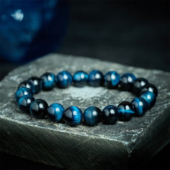 Buddha Stones Natural Blue Tiger's Eye Bead Protection Bracelet - 12mm Tiger's Eye(Wrist Circumference: 17-18cm) - image 0