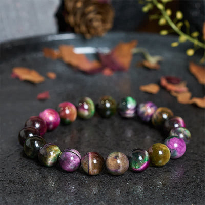 Buddha Stones Red Tiger Eye Colorful Bead Protection Bracelet - 10mm Red Tiger Eye(Wrist Circumference: 16-17cm) - image 0