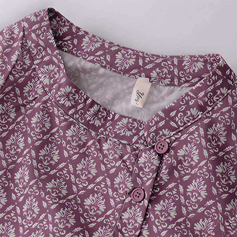 Buddha Stones Summer Drawstring Button-Up Floral Print Women's Short Sleeve Dress With Pockets - image 3