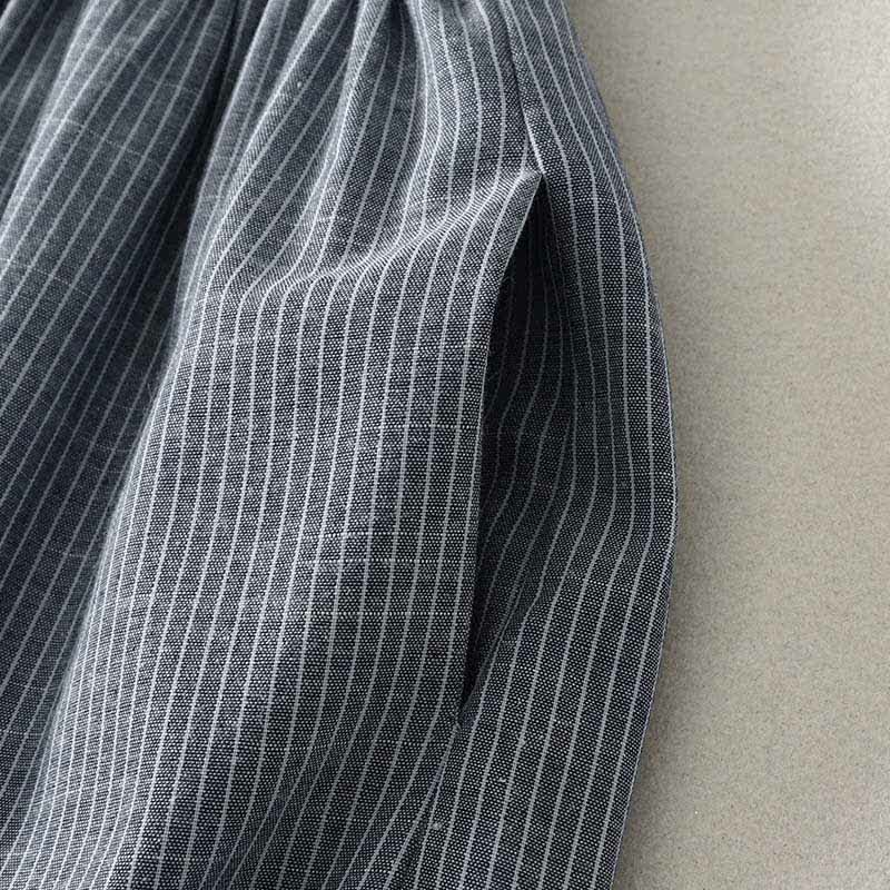 Buddha Stones Summer Minimalist Button-Up Drawstring Striped Women's Sleeveless Dress - image 5