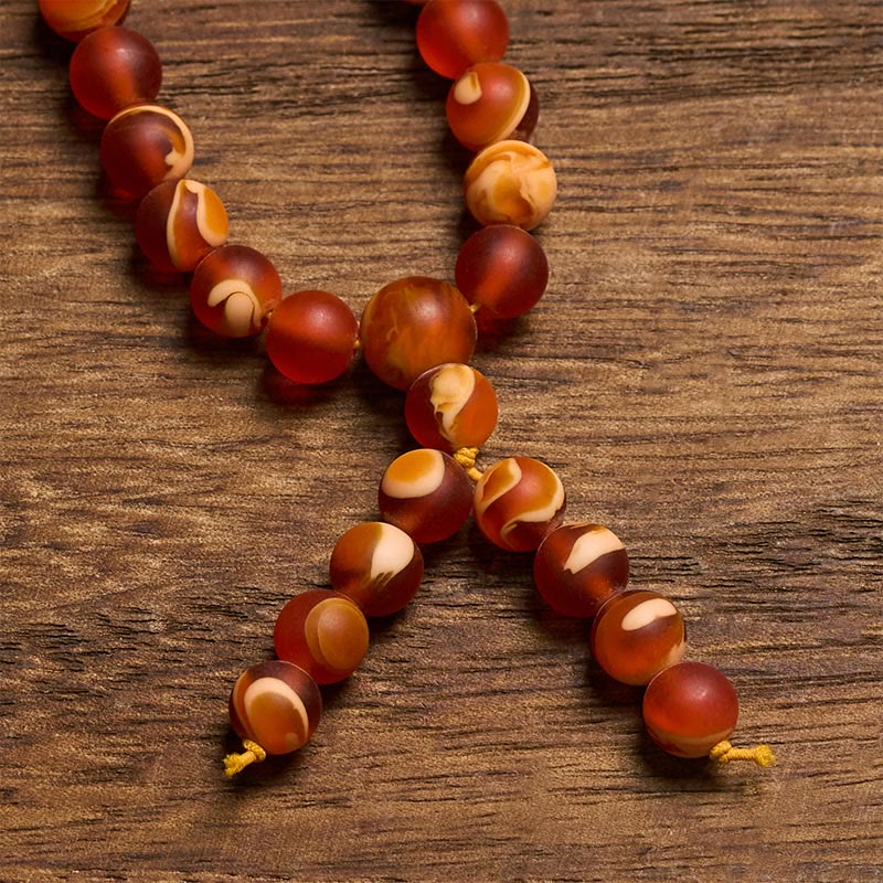 Buddha Stones 108 Tibetan Amber Round Beads Clear Anxiety Mala - image 3