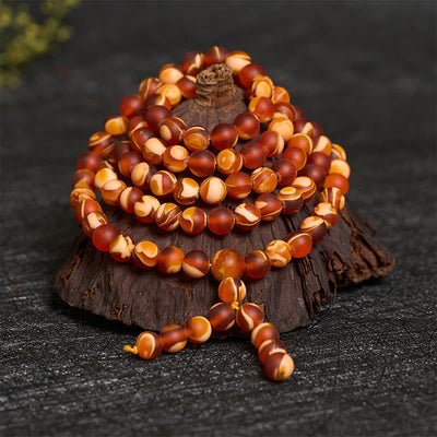 Buddha Stones 108 Tibetan Amber Round Beads Clear Anxiety Mala - image 2