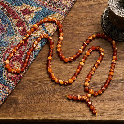Buddha Stones 108 Tibetan Amber Round Beads Clear Anxiety Mala - image 1