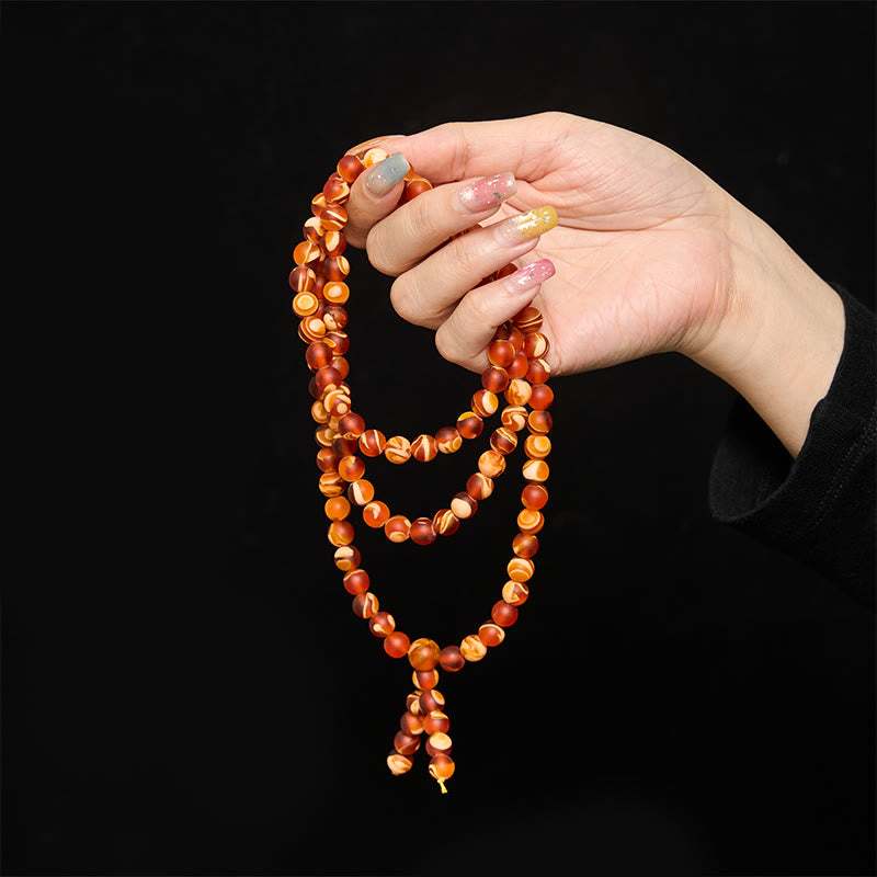 Buddha Stones 108 Tibetan Amber Round Beads Clear Anxiety Mala - image 5