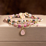 Foviel Natural Tourmaline Triple Wrap Positive Bracelet