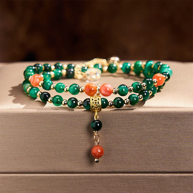Buddha Stones Natural Green Tiger Eye Double Wrap Strength Bracelet - image 1