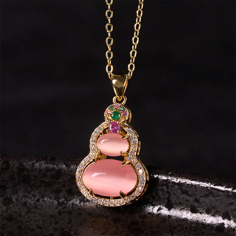 Buddha Stones Pink Chalcedony Gourd Optimism Necklace Pendant - Pink Chalcedony - image 0