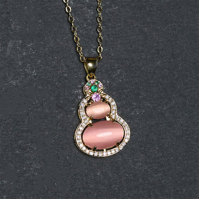 Buddha Stones Pink Chalcedony Gourd Optimism Necklace Pendant - image 11