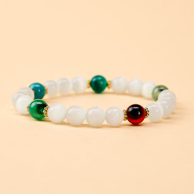 Buddha Stones White Cat's Eye Colorful Candy Agate Abundance Bracelet - image 9