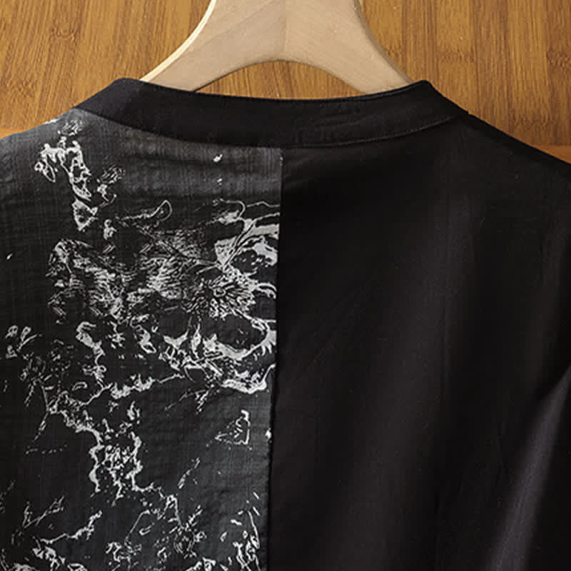 Buddha Stones Summer Minimalist Mandarin Collar Asymmetric Floral Print Women's Sleeveless Shirts - image 16