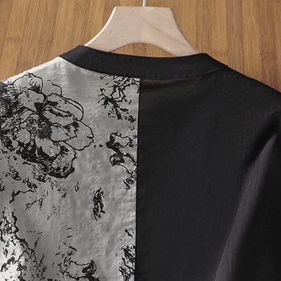 Buddha Stones Summer Minimalist Mandarin Collar Asymmetric Floral Print Women's Sleeveless Shirts - image 3