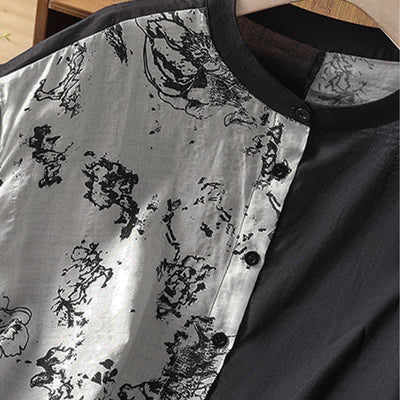 Buddha Stones Summer Minimalist Mandarin Collar Asymmetric Floral Print Women's Sleeveless Shirts - image 4
