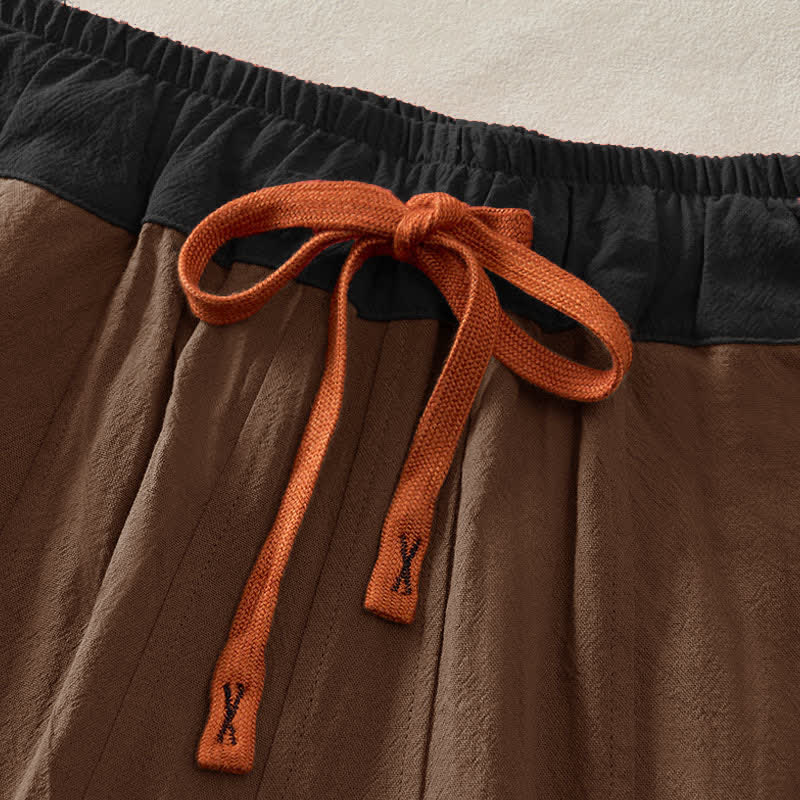 Buddha Stones Spring Casual Drawstring Solid Cotton Women's Harem Pants With Pockets - image 13