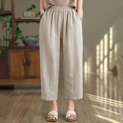 Buddha Stones Summer Casual Solid Women's Tapered Pants With Pockets - image 15