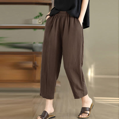 Buddha Stones Summer Casual Solid Women's Tapered Pants With Pockets - image 1