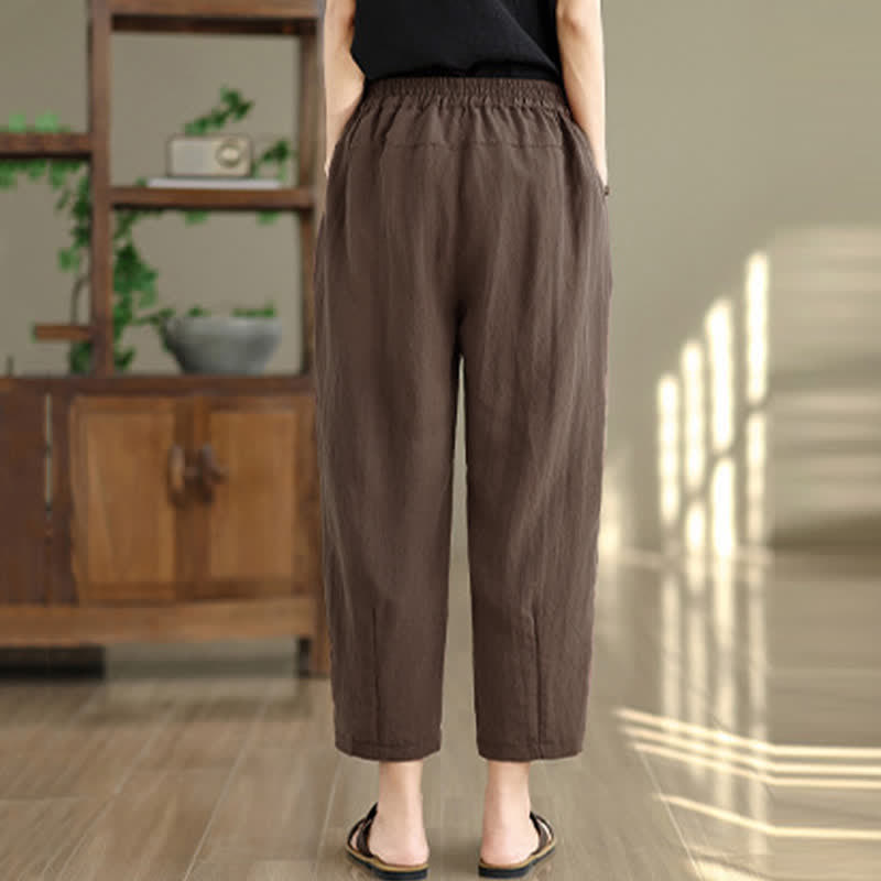 Buddha Stones Summer Casual Solid Women's Tapered Pants With Pockets - image 2