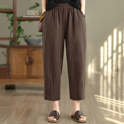 Buddha Stones Summer Casual Solid Women's Tapered Pants With Pockets - image 5