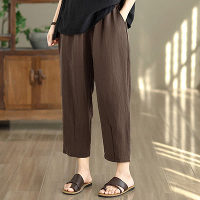 Buddha Stones Summer Casual Solid Women's Tapered Pants With Pockets - image 6