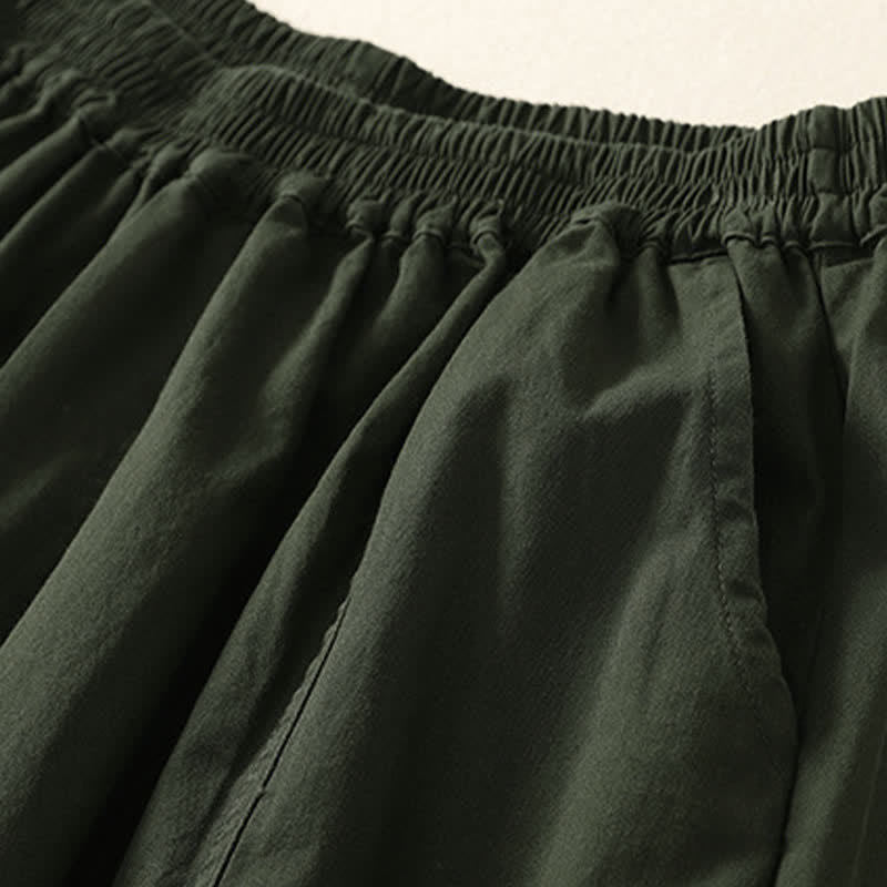 Buddha Stones Summer Casual Elastic Waist Solid Women's Tapered Pants With Pockets - image 1