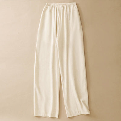 Buddha Stones Summer Minimalist Drawstring Solid Women's Straight Pants With Pockets - image 1