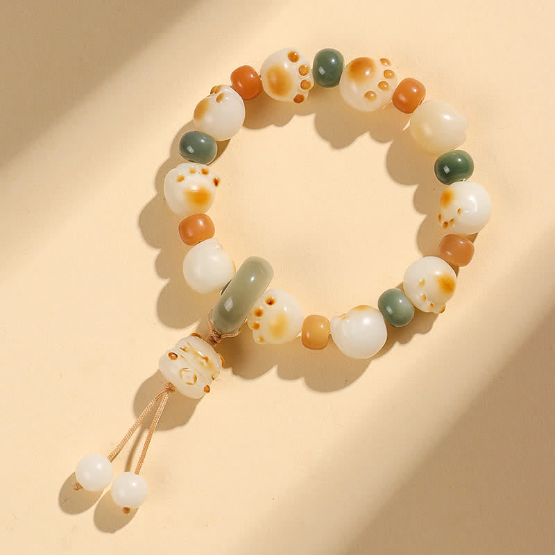 Buddha Stones Natural Bodhi Seed Movable Ring Cat Paw Design Wealth Bracelet - image 7