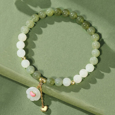 Buddha Stones Natural Hetian Jade Heart Cat Paw Design Abundance Bracelet - Cat Paw(Wrist Circumference:16–17 cm) - image 0